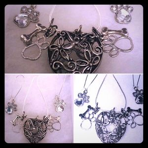 Paws Heart necklace and earrings set